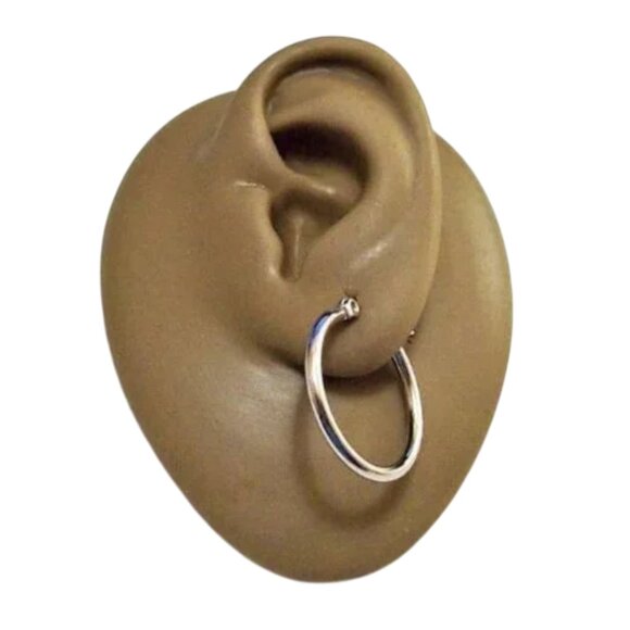 1" 25mm Hoop 2mm Thin Tube Pierced Post Earrings Silver Tone Stainless Steel Nic - Picture 8 of 8